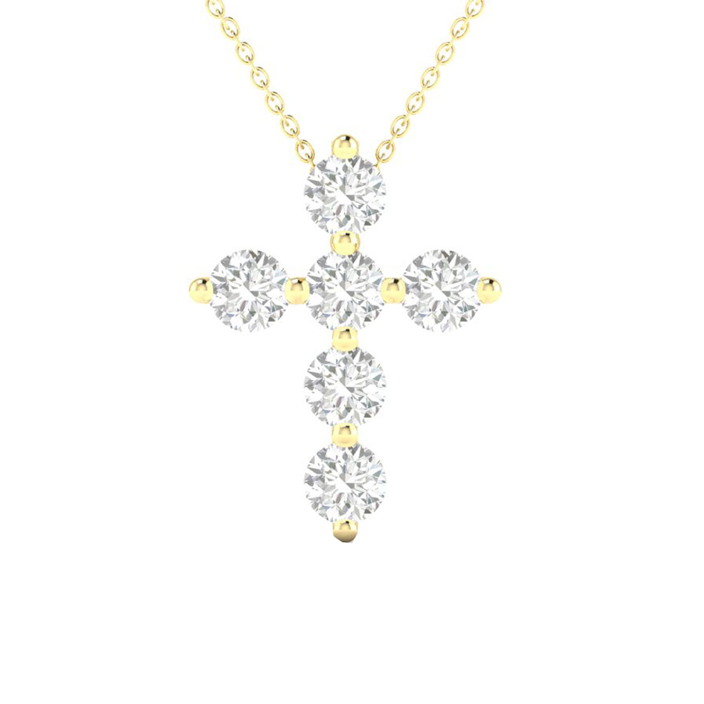 14 karat yellow gold diamond cross necklace