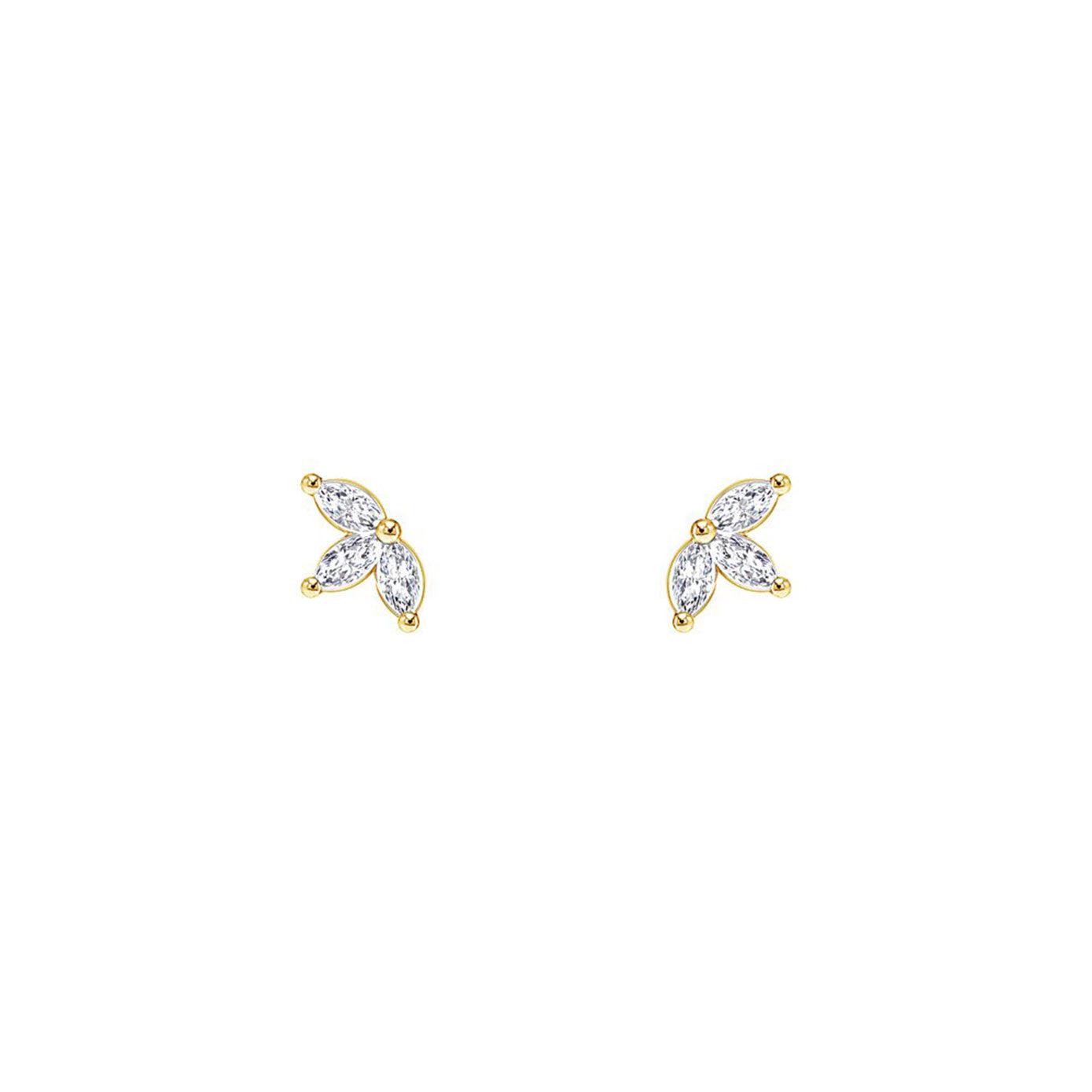 14 karat yellow gold marquise diamond stud earrings