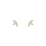 14 karat yellow gold marquise diamond stud earrings