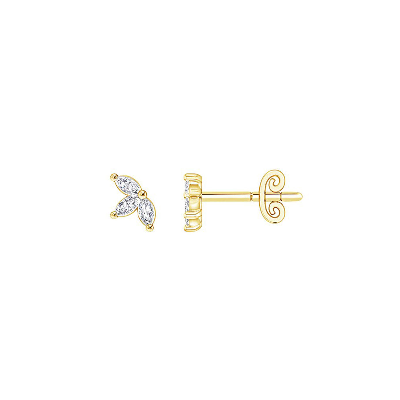14 karat yellow gold marquise diamond stud earrings