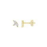 14 karat yellow gold marquise diamond stud earrings