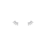 14 karat white gold baguette and round diamond stud earrings