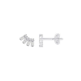 14 karat white gold baguette and round diamond stud earrings