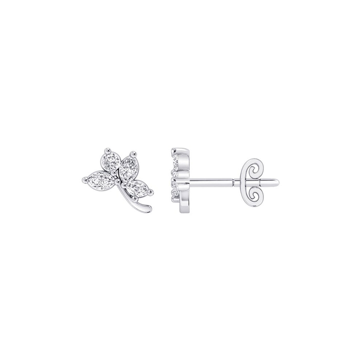 14 karat white gold diamond butterfly earrings