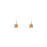 14 karat white gold citrine and diamond drop earrings