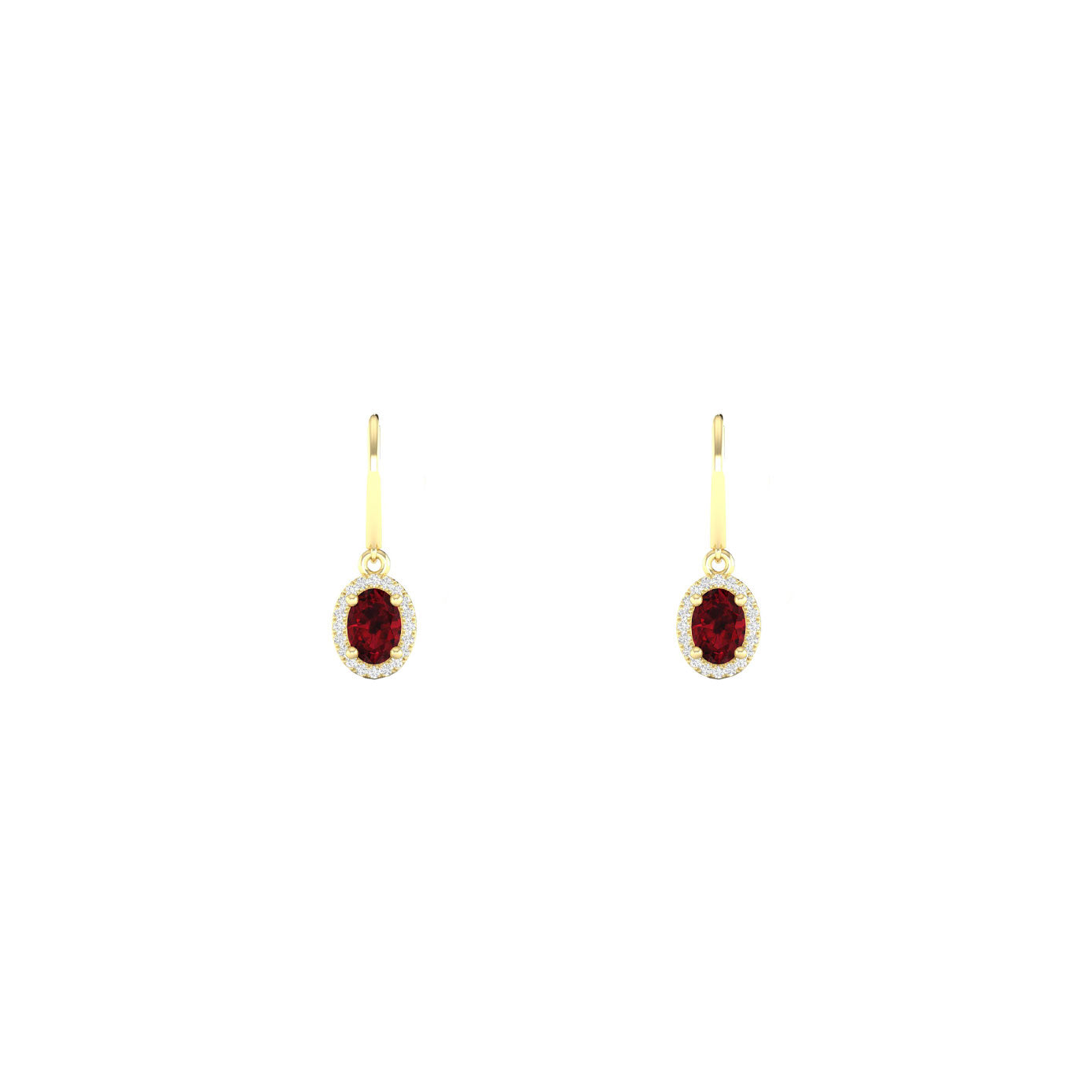 14 karat yellow gold garnet drop earrings