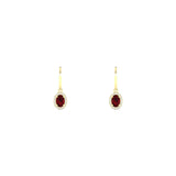 14 karat yellow gold garnet drop earrings