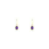 14 karat yellow gold drop earrings with amethyst