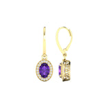 14 karat yellow gold drop earrings with amethyst