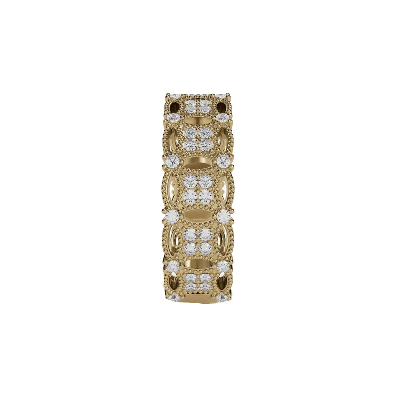 14 karat wide band with diamonds