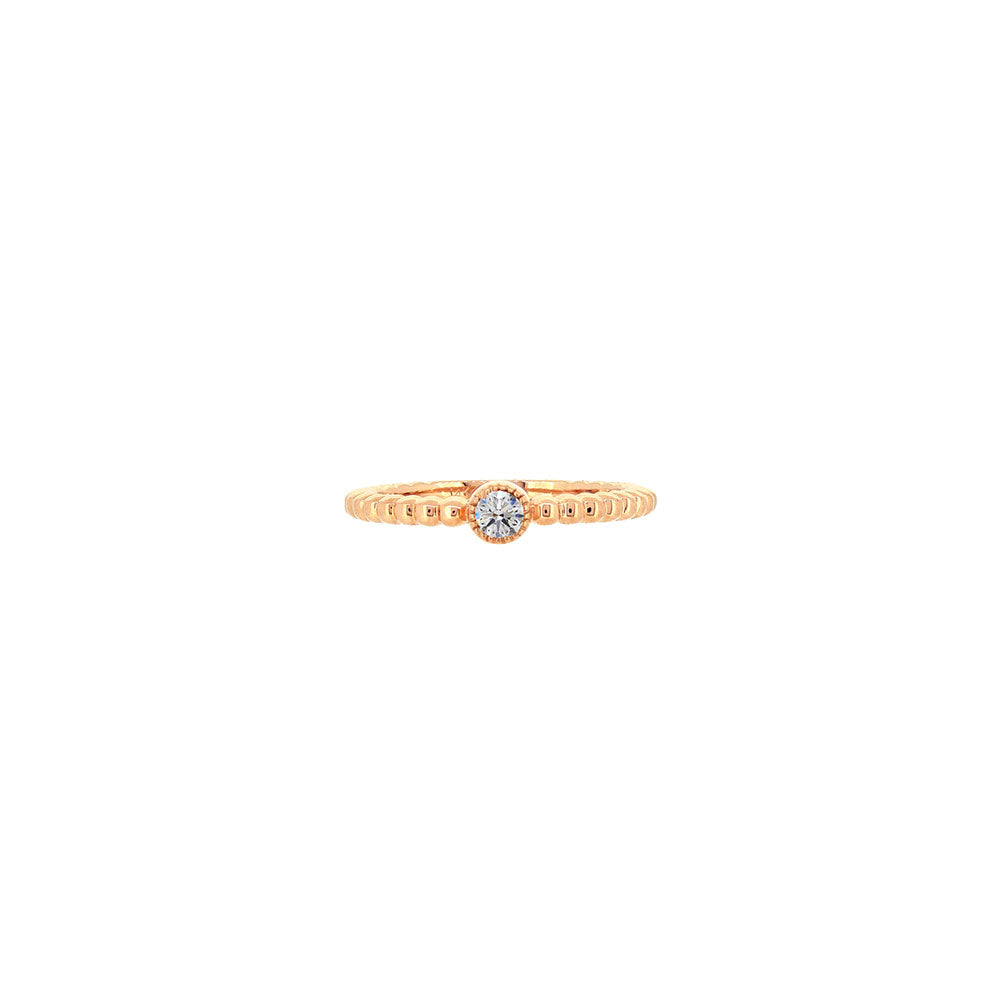 14 Karat Rose Gold beaded ring with Diamond