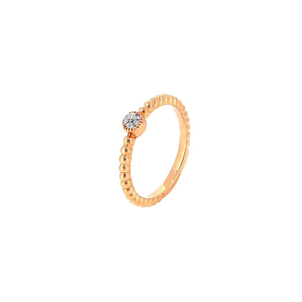 14 Karat Rose Gold beaded ring with Diamond