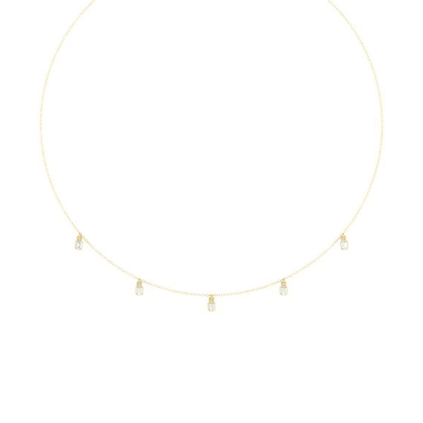 14 karat yellow gold diamond drop station necklace
