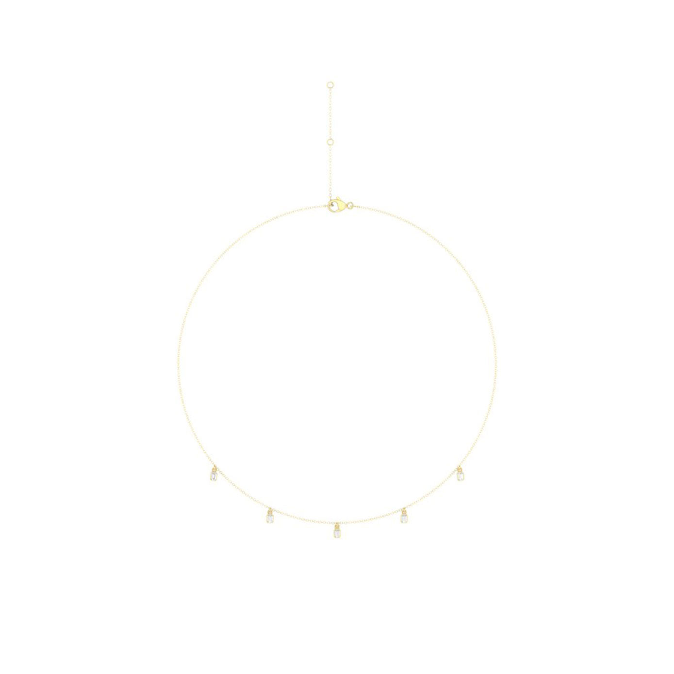 14 karat yellow gold diamond drop station necklace