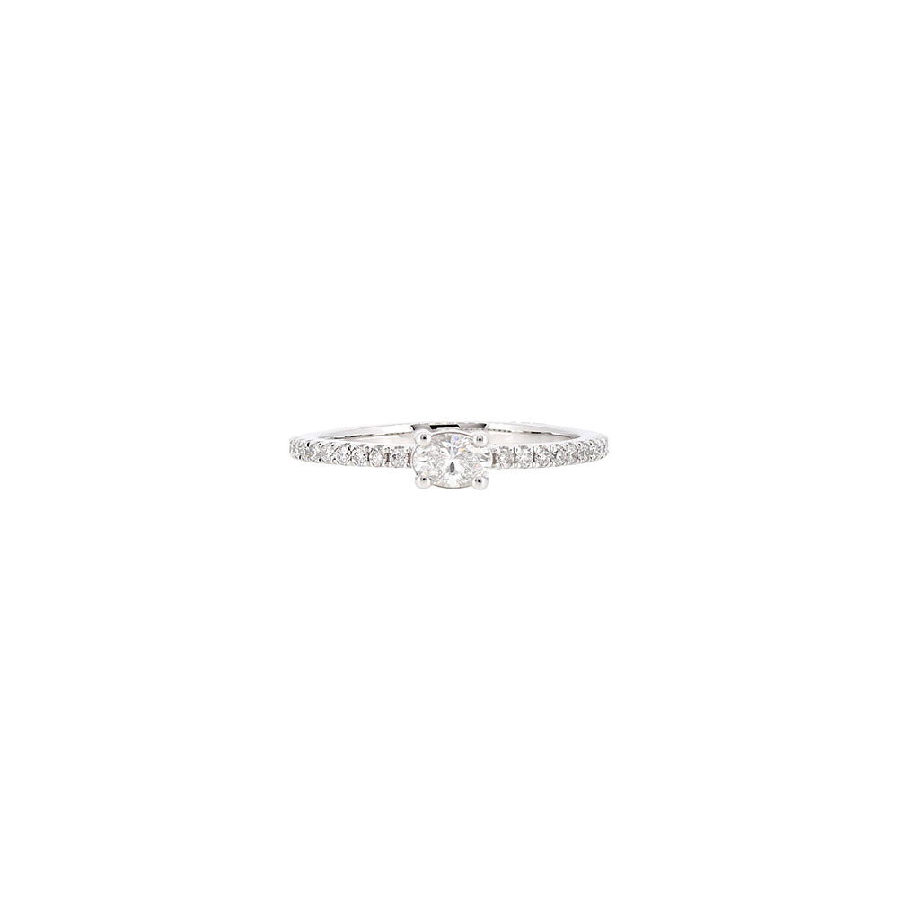 14 Karat White Gold Band with Oval and Round Diamonds