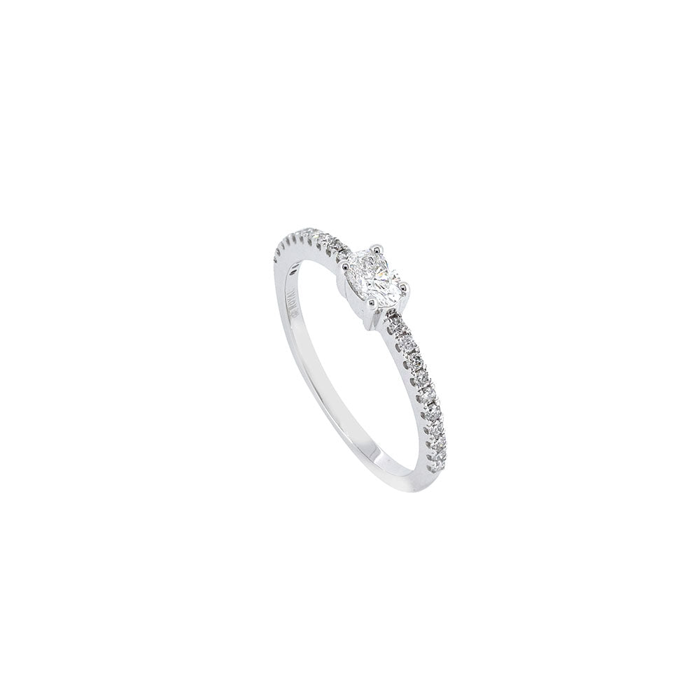 14 Karat White Gold Band with Oval and Round Diamonds