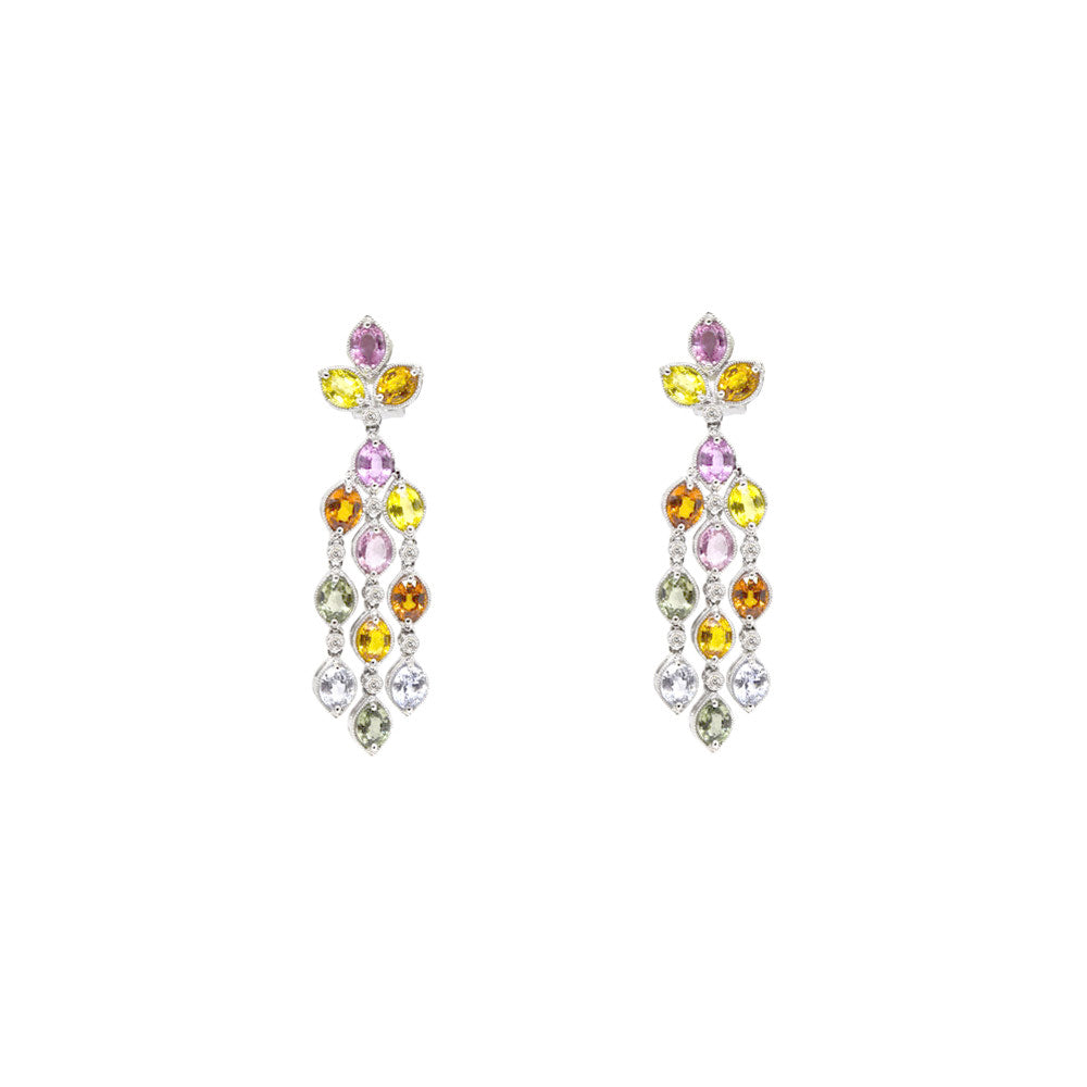 18 Karat White Gold 	Sapphire Drop Earrings