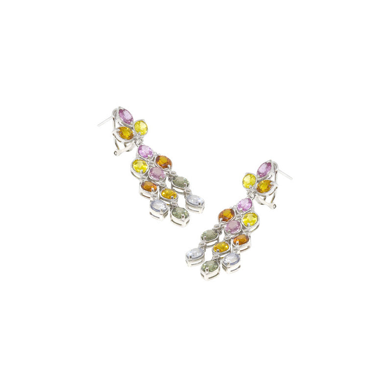 18 Karat White Gold 	Sapphire Drop Earrings