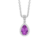 14 karat white gold amethyst and diamond necklace
