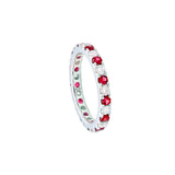 18 Karat White Gold Eternity Band With Rubies and Diamonds