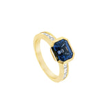 18 Karat Yellow Gold Bezel Set Sapphire and Diamond Ring