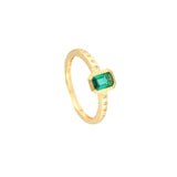 14 Karat Yellow Gold Bezel Set Emerald ring