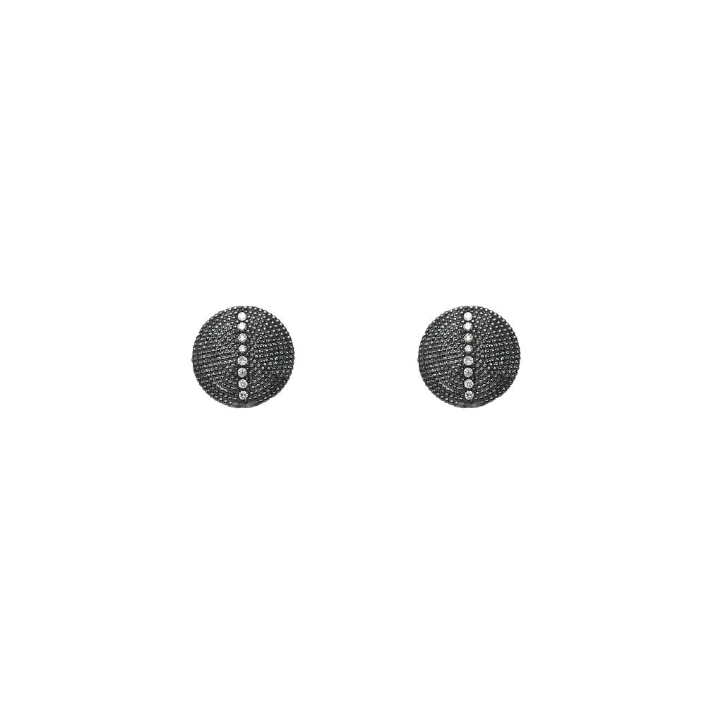 Sterling Silver Black Rhodium RIA Stud earrings with Diamonds