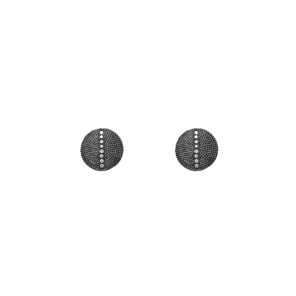 Sterling Silver Black Rhodium RIA Stud earrings with Diamonds