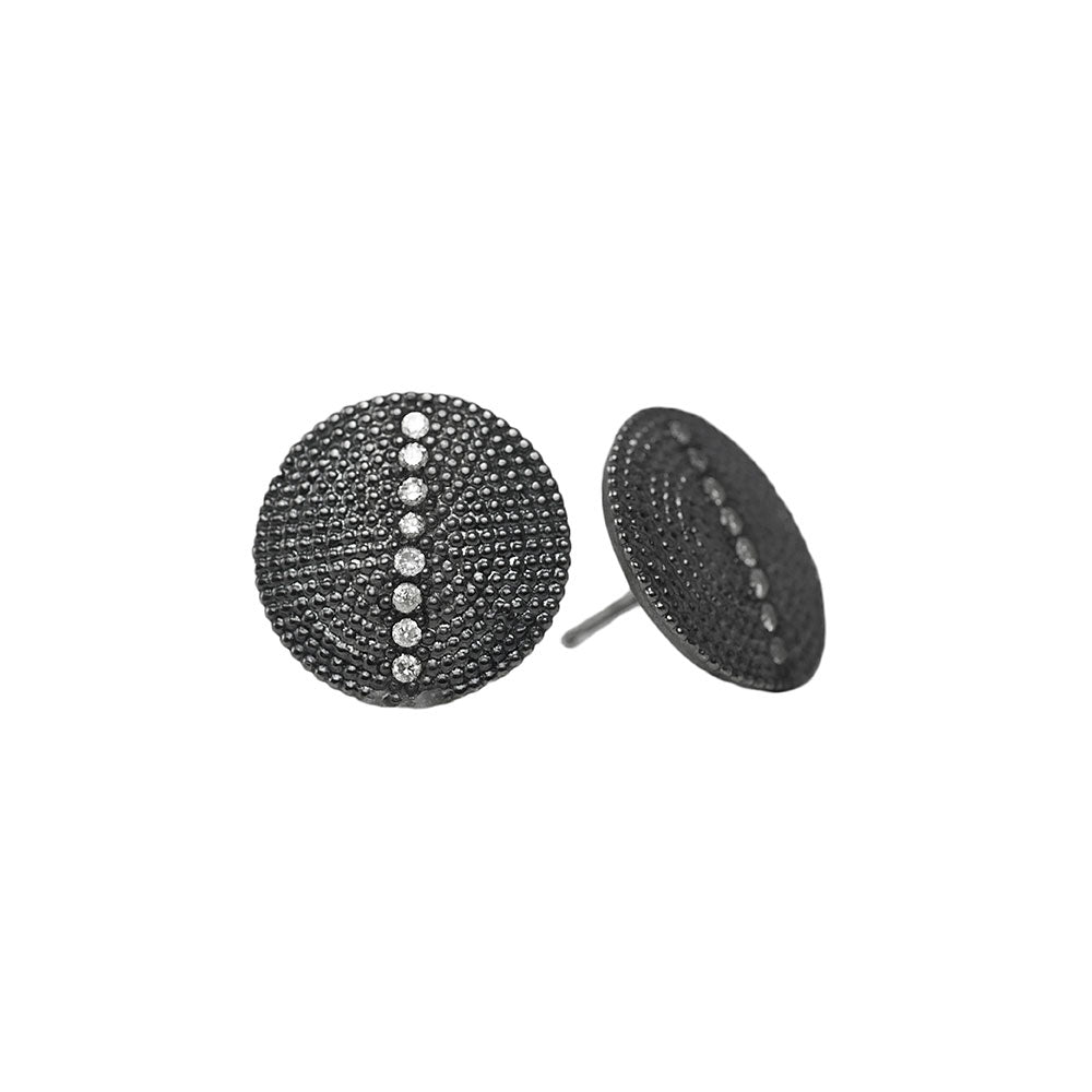 Sterling Silver Black Rhodium RIA Stud earrings with Diamonds