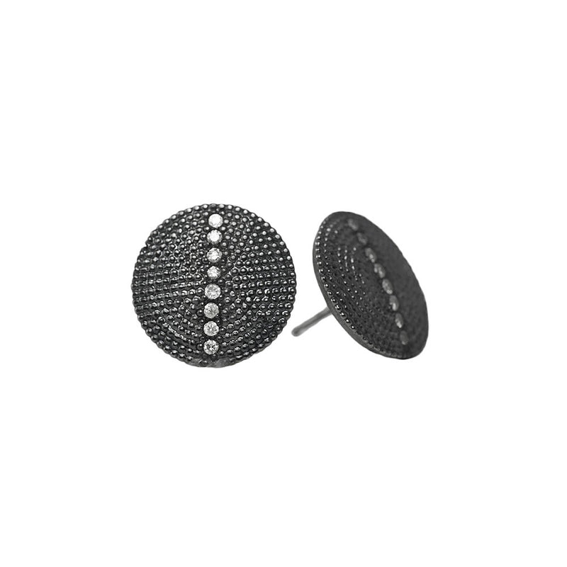 Sterling Silver Black Rhodium RIA Stud earrings with Diamonds
