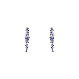 18 Karat White Gold Cluster Drop Earrings With Blue Sapphires And Diamonds