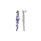 18 Karat White Gold Cluster Drop Earrings With Blue Sapphires And Diamonds