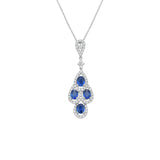 18 Karat White Gold Chandelier Necklace With Sapphires and diamonds