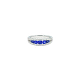 18 Karat White Gold Band With Blue Sapphires And Diamonds