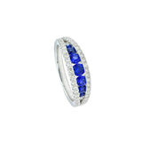 18 Karat White Gold Band With Blue Sapphires And Diamonds