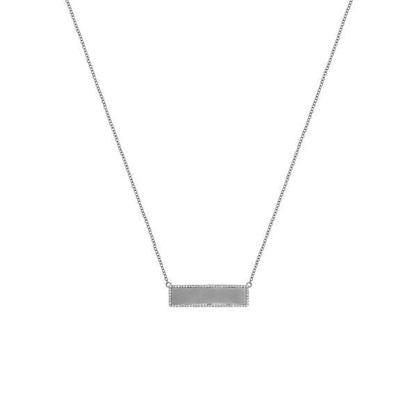 14 Karat White Gold Halo Frame Necklace With Diamonds