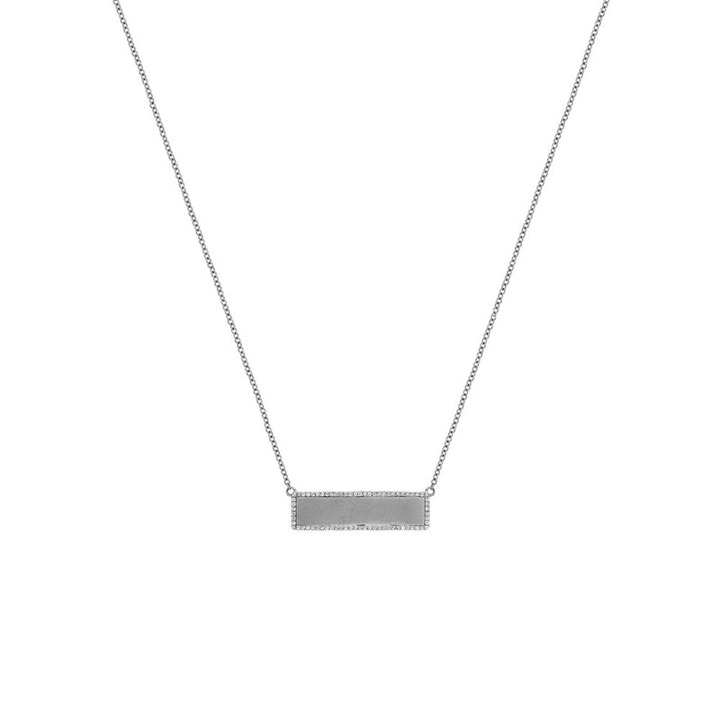 14 Karat White Gold Halo Frame Necklace With Diamonds