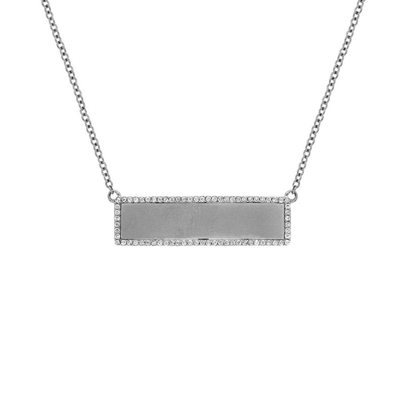 14 Karat White Gold Halo Frame Necklace With Diamonds