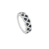 14 Karat White Gold Band With Blue Sapphires & Diamonds