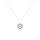 14 Karat White Gold Snowflake Necklace With Diamonds