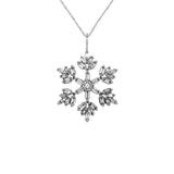 14 Karat White Gold Snowflake Necklace With Diamonds