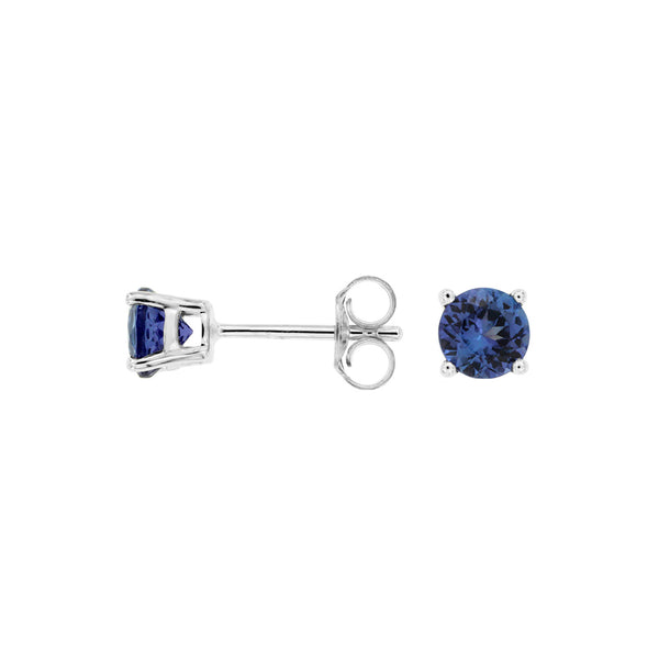 14 Karat White Gold Stud Earrings With Tanzanites