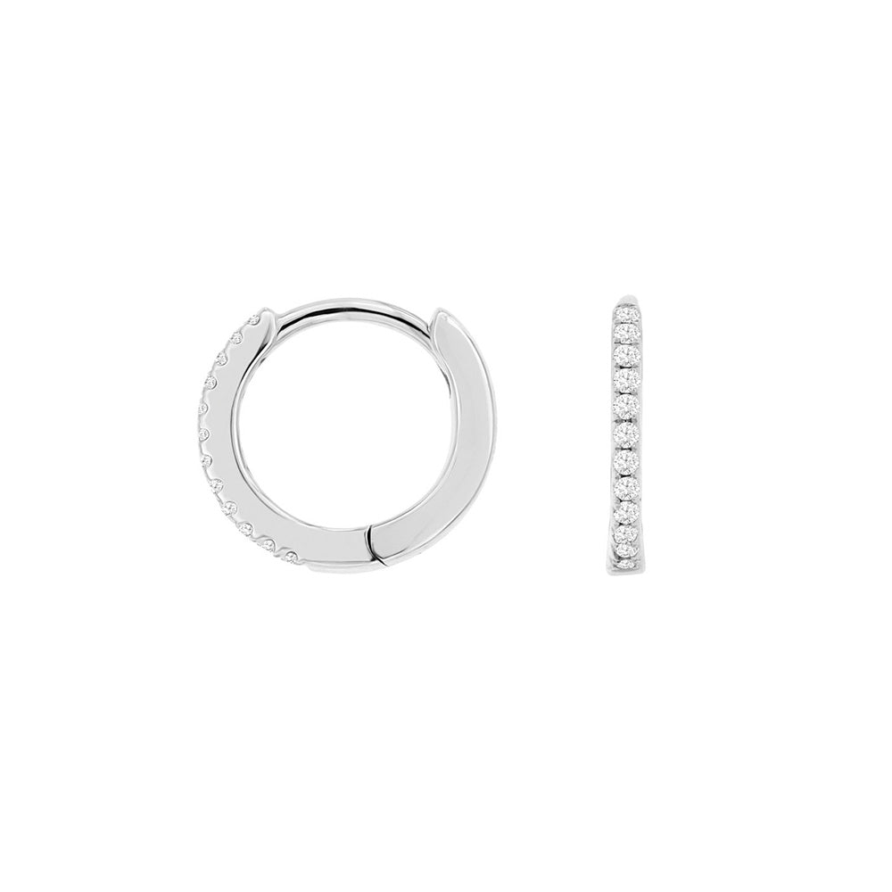 14 Karat White Gold Hoop Earrings With Diamonds