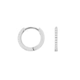 14 Karat White Gold Hoop Earrings With Diamonds