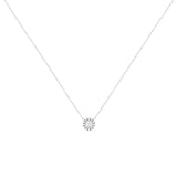 14 Karat White Gold Halo Necklace With Diamonds
