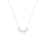 14 Karat White Gold 3 Heart Necklace With Diamonds