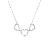 14 Karat White Gold 3 Heart Necklace With Diamonds