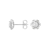 14 Karat White Gold Halo Earrings With Diamonds