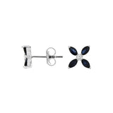 14 Karat White Gold Flower Earrings With Blue Sapphires & Diamonds