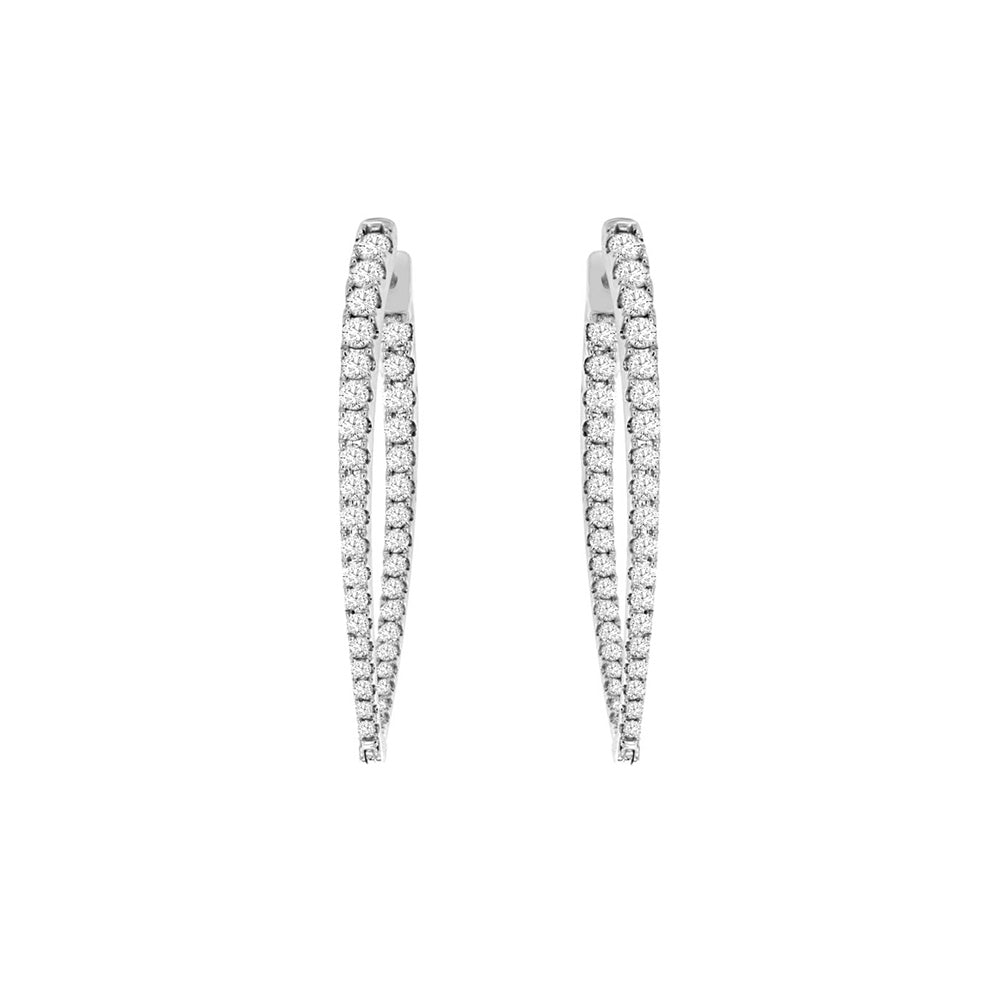 14 Karat White Gold In & Out Marquise Shaped Earrings With Diamonds